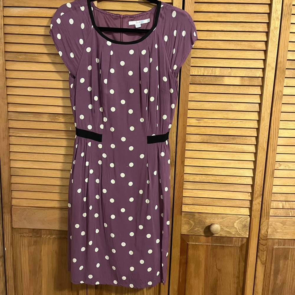 Boden Purple Polka Dot Midi Dress